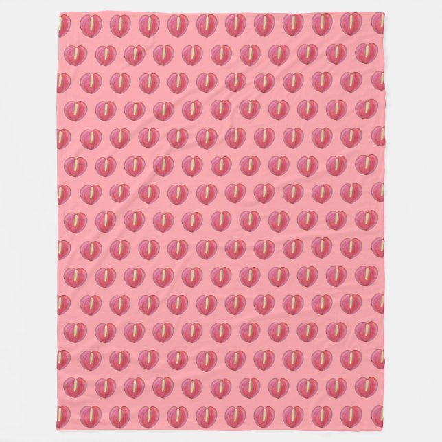 Couverture Polaire Fleur Anthurium rouge Motif sans couture sur (Devant)