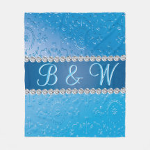 Fleur bleu Monogram élégant Merveilleux