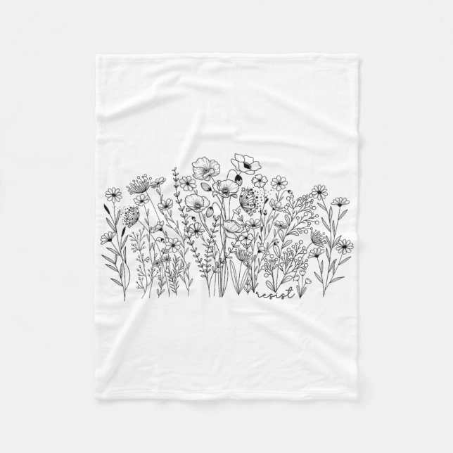 Couverture Polaire Fleur botanique subtile de résistance protestation (Devant)