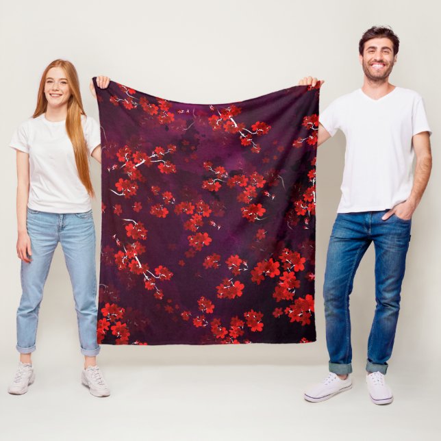 Couverture Polaire Fleur cerise 3 (En situation)