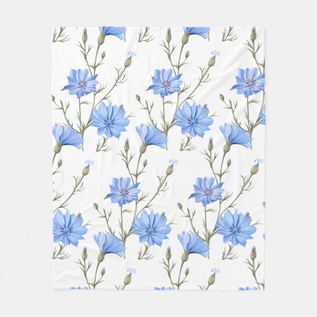 Couverture Polaire Fleur chicorée sauvage Aquarelle botanique Art (Devant)