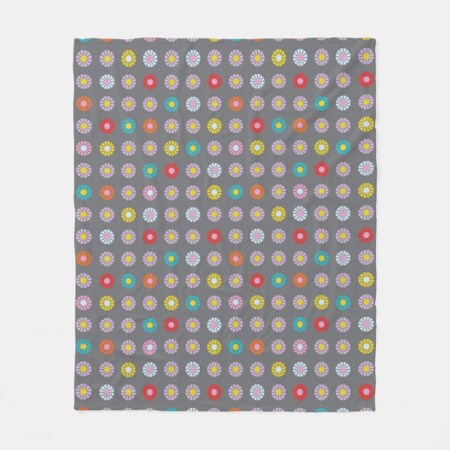 Couverture Polaire Fleur colorée rétro (Devant)