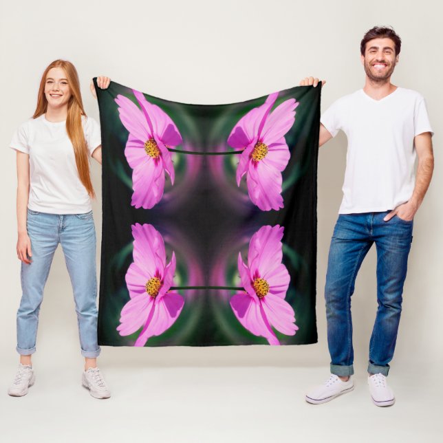 Couverture Polaire Fleur Cosmos rose Abstrait (En situation)