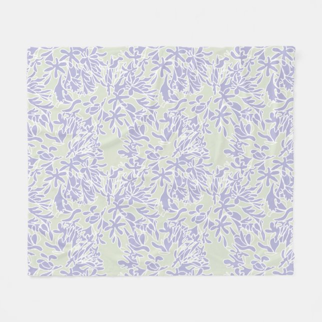 Couverture Polaire Fleur d'Agapanthus lavande Vert sauge (Devant (Horizontal))