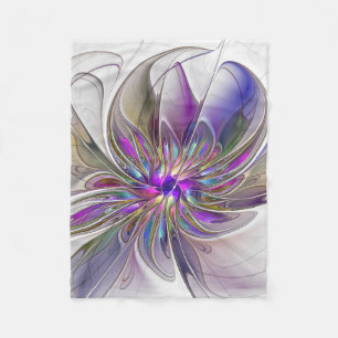 Couverture Polaire Fleur d'art fractal abstrait énergique et coloré