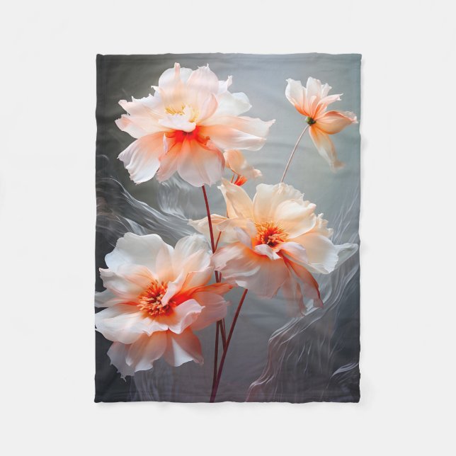 Couverture Polaire Fleur de Brume Élégante et Abstraite aux Tons Rose (Devant)