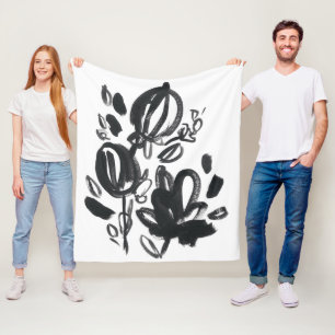 Couverture Polaire Fleur de camée - noire et blanche