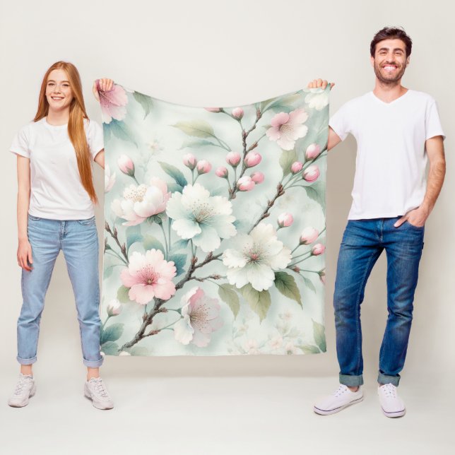 Couverture Polaire Fleur de cerise (En situation)