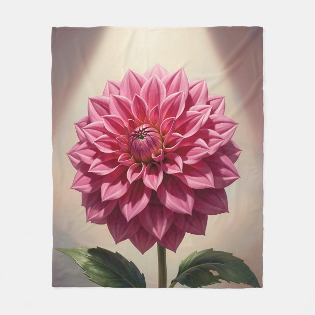 Couverture Polaire Fleur de Dahlia Rose Botanique (Devant)