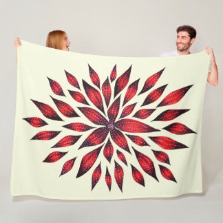 Couverture Polaire Fleur de Doodle Rouge Abstraite dessinée à la main