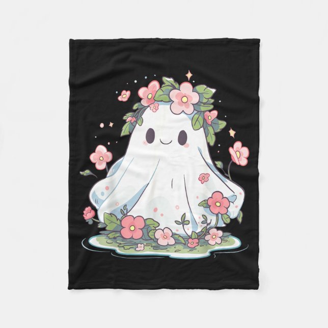 Couverture Polaire Fleur de fantôme d'Halloween Femmes Filles Hallowe (Devant)