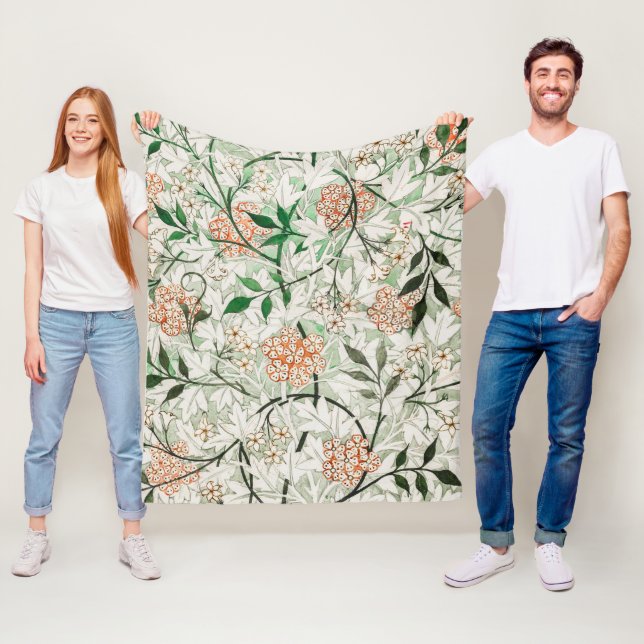 Couverture Polaire Fleur de jasmin de William Morris (En situation)
