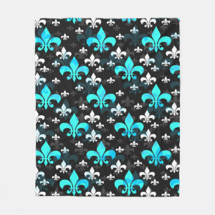 Couverture Polaire Fleur De Lis Blanc Bleu