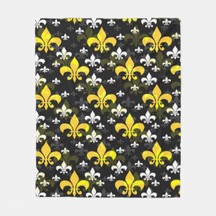 Couverture Polaire Fleur De Lis Blanc Jaune