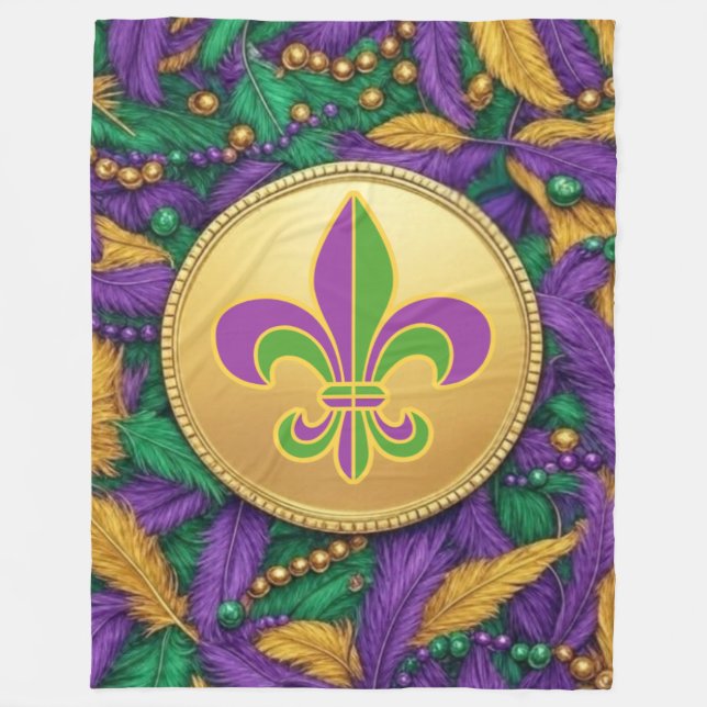 Couverture Polaire Fleur de lis Mardi Gras (Devant)