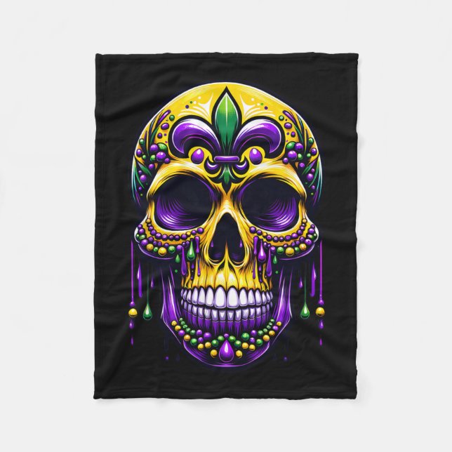 Couverture Polaire Fleur De Lis Mardi Gras Crâne Carnaval de la Nouve (Devant)