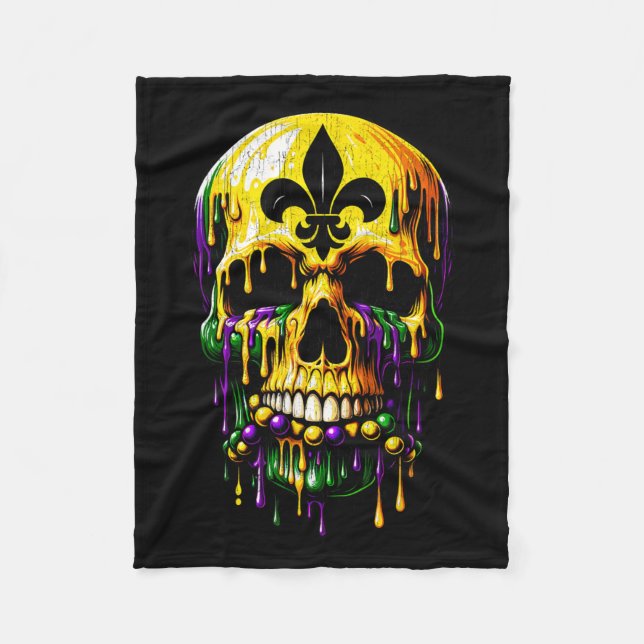 Couverture Polaire Fleur De Lis Mardi Gras Crânes Hommes Femmes Fille (Devant)