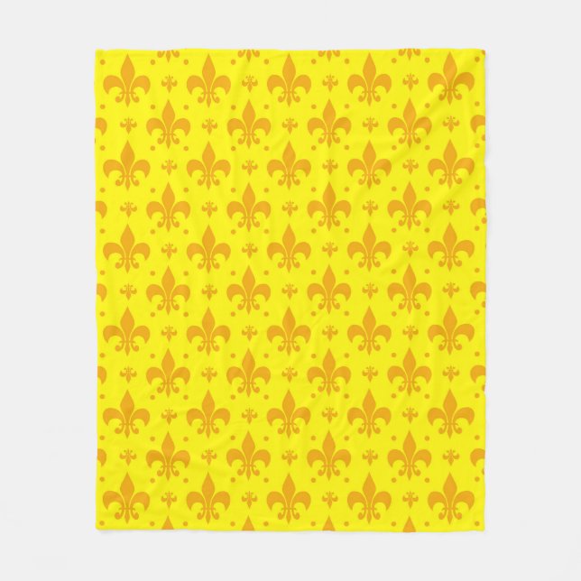 Couverture Polaire Fleur de lis Motif jaune (Devant)