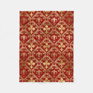Couverture Polaire Fleur de lis motif luxe rouge