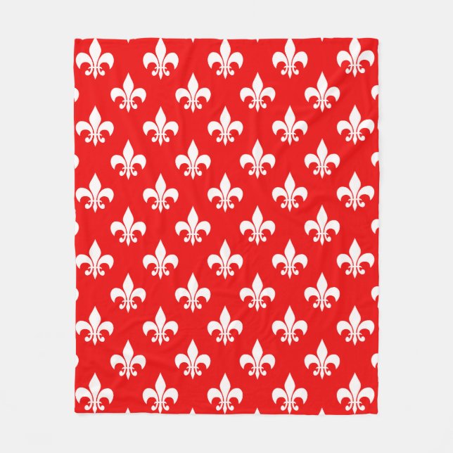 Couverture Polaire Fleur de lis rouge blanc (Devant)