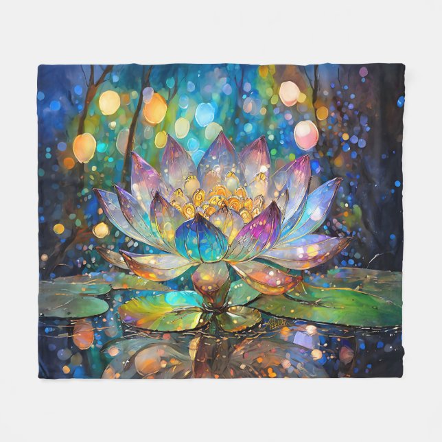 Couverture Polaire Fleur de lotus en fleurs illuminée (Devant (Horizontal))