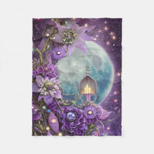 Couverture Polaire Fleur de lune violette Imaginaire détaillée