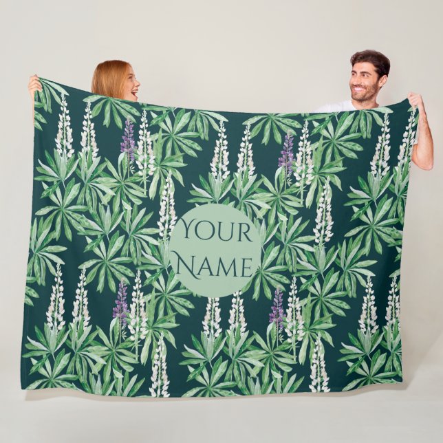 Couverture Polaire Fleur de lupin (En situation)