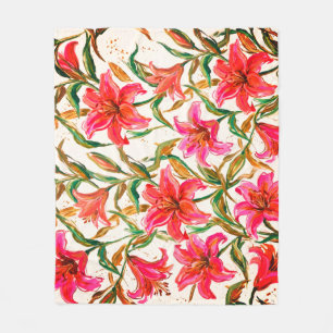 Couverture Polaire "Fleur de Lys Vibrante : Motif Floral à l'Impasto"