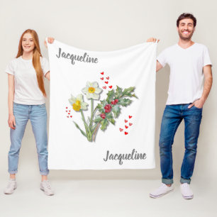 Couverture Polaire Fleur de naissance personnalisée DÉCEMBRE Narcisse