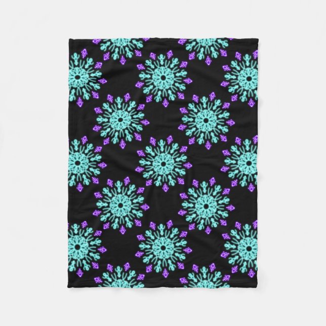 Couverture Polaire Fleur de néon pourpre et turquose (Devant)