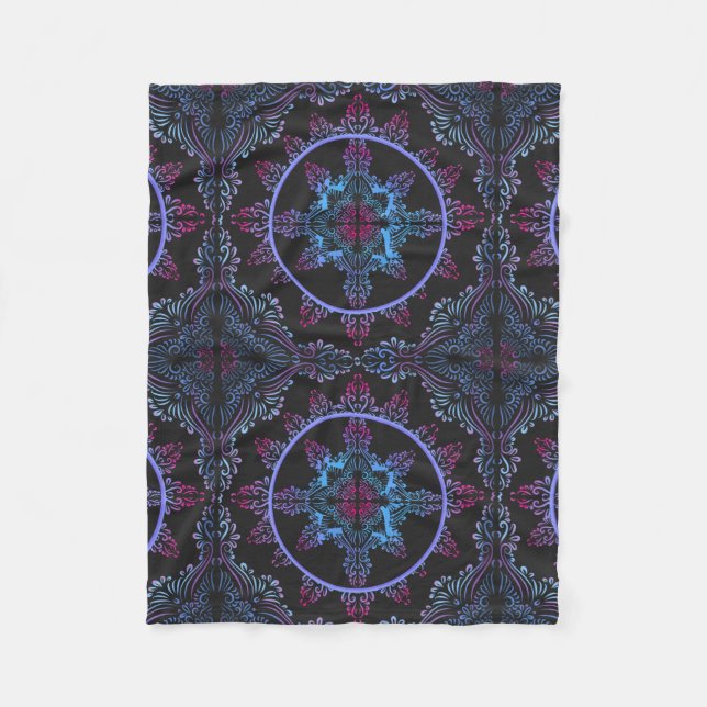 Couverture Polaire Fleur de nuit Mandala (Devant)
