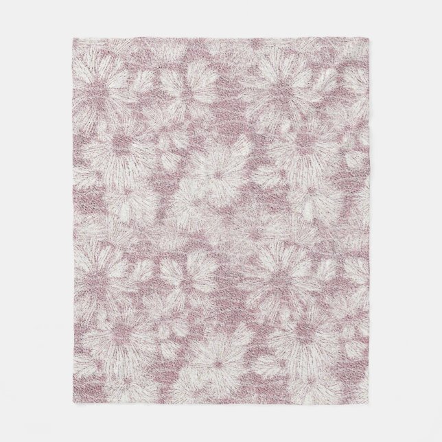 Couverture Polaire Fleur de Pâquerette Velouté Rose Poussiéreuse (Devant)