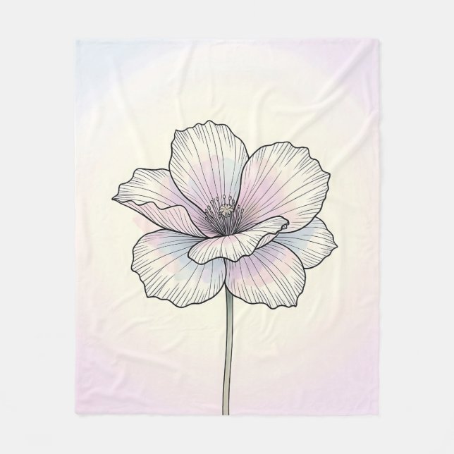 Couverture Polaire Fleur de pavot pastel délicate (Devant)