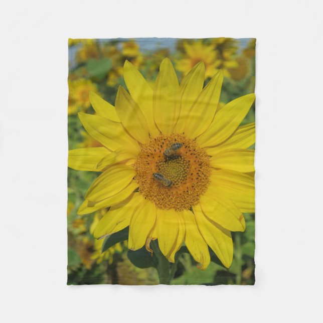 Couverture Polaire fleur de soleil jaune fleur d'été (Devant)