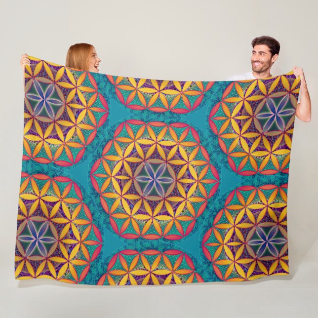 Couverture Polaire Fleur de vie Mandala (En situation)