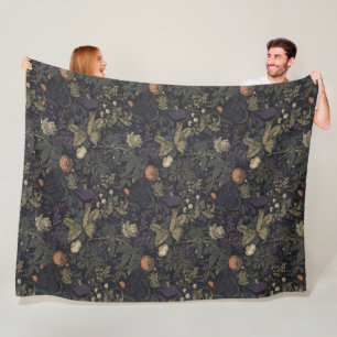 Couverture Polaire Fleur de William Morris sombre et vintage