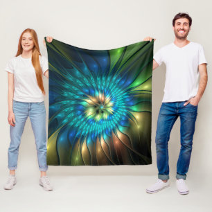 Couverture Polaire Fleur d'Imaginaire lumineux, Fractale Abstraite co