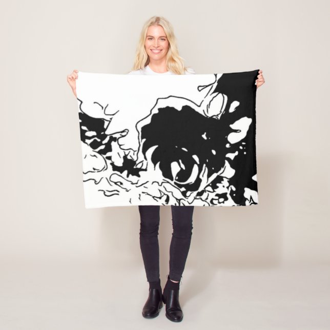 Couverture Polaire Fleur Doodle (En situation)