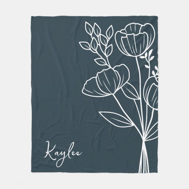 Couverture Polaire Fleur du mois de naissance, août Nom de calligraph (Devant)