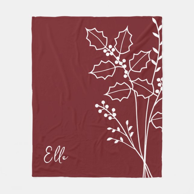 Couverture Polaire Fleur du mois de naissance, décembre Nom de callig (Devant)