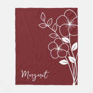 Couverture Polaire Fleur du mois de naissance, Février Maroon Nom du