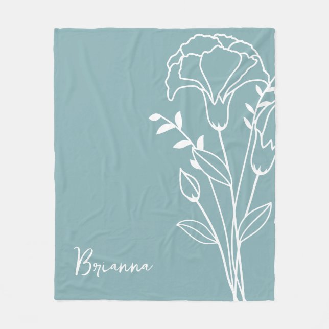 Couverture Polaire Fleur du mois de naissance, Janvier Blue Calligrap (Devant)