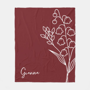 Couverture Polaire Fleur du mois de naissance, Mai Nom de la calligra