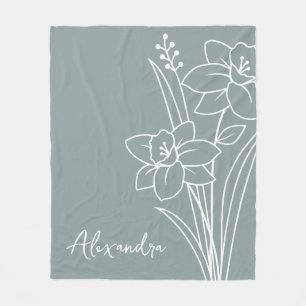 Couverture Polaire Fleur du mois de naissance, mars Nom de la calligr