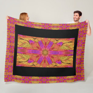 Couverture Polaire Fleur étoile en rose