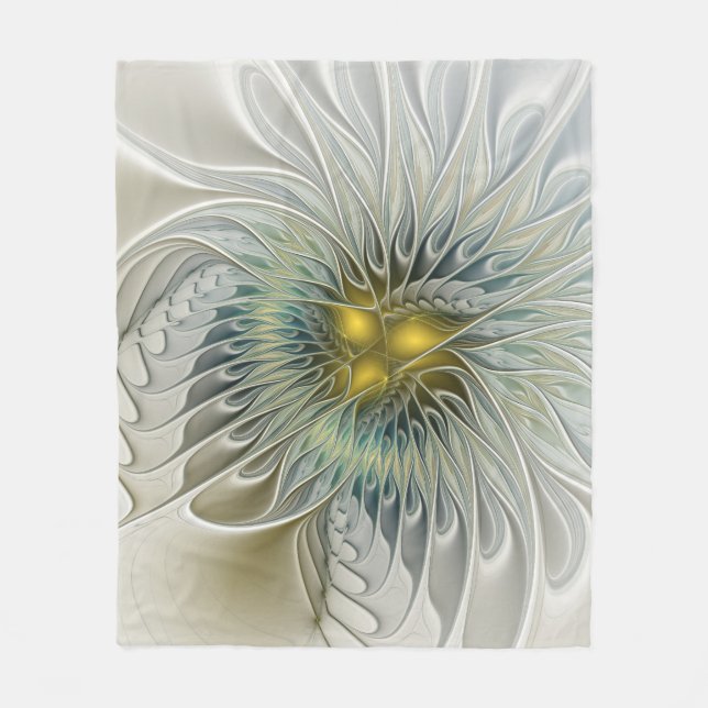 Couverture Polaire Fleur Fantastique Argent Doré Art Fractal Abstrait (Devant)