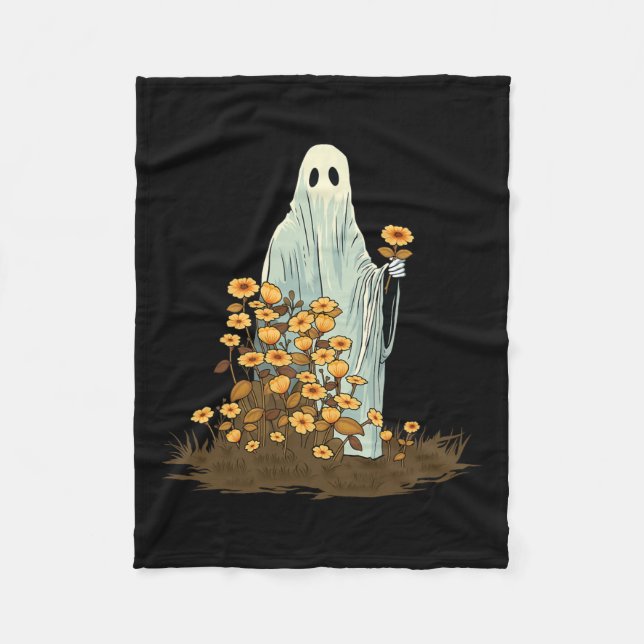 Couverture Polaire Fleur fantôme de Halloween mignon gothique effraya (Devant)