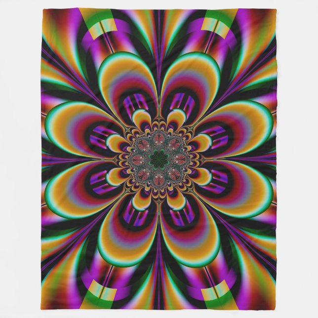 Couverture Polaire Fleur fractale de Rêve Violet (Devant)