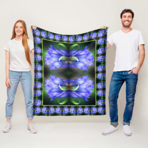 Couverture Polaire Fleur Gentienne Bleue Art Abstrait