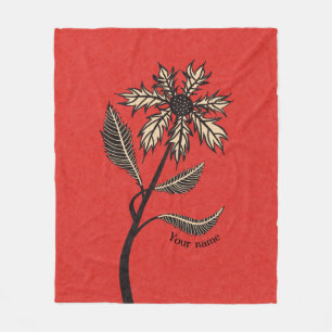 Couverture Polaire Fleur Gothique Retro Encre Vintage Rouge Et Noir N